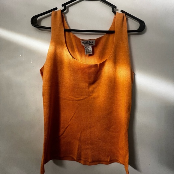Figurina 100% Silk Orange Glam Summer Tank Top Size L - Picture 7 of 10